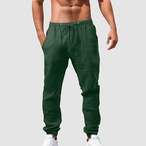 Men Pants Chino Cargo Pants Fashion Cotton Linen Casual Trousers Flat Front Pants Summer Wicking Breathable