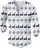 Men's Christmas Printed Pixel Snowflake Deer Theme Button Up Long Sleeve Casual Style T Shirt Plain Men Shirt