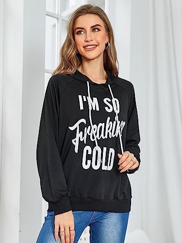 Women's Hoodie Letter Print Long Sleeve Hooded Sweatshirt Pullover Top