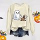 Halloween Womens Printed Long Sleeve Lightweight Sweatshirts Round Neck Pullover Graphic Tops Loose Custom Sweatshirt Women