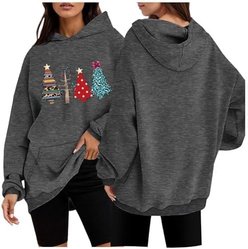 Christmas Fashion Casual Loose Women's Printed Sports Hoodie Hoodie Half Zipper Jacket Women