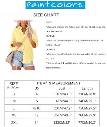 Women's Button Up Shirts Roll-Up Sleeve Cotton Blouses V Neck Casual Tunics Solid Color Tops with Pockets