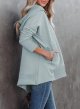 Womens Oversized Sweatshirt Hoodies Casual Button V Neck Hooded Pullover Tops with Pocket