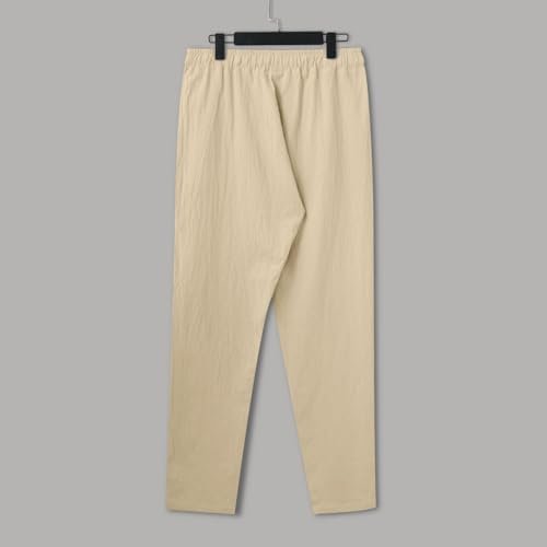 Men Pants Chino Cargo Pants Fashion Cotton Linen Casual Trousers Flat Front Pants Summer Wicking Breathable