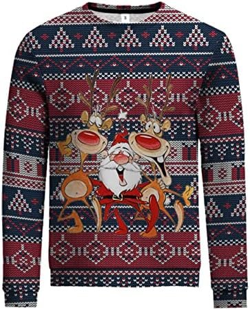 Men Women Winter Christmas Top Blouse Warm Stylish Print Long Sleeved Sweatshirt Casual Amusing Print Blouse