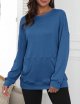 Womens Casual Shirts Long Sleeve Loose Fit Cute Pullover Tops with Pocket