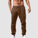 Men's Elastic Pants Solid Color Breathable Cotton Linen Loose Casual Pants Men Pants