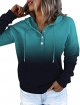 Women's Tie Dye Hoodies Tops Long Sleeve Casual Colorblock Button Down Pullover Sweatshirt with Pocket