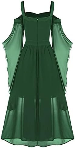 Halter Maxi Dress with Pockets Sleeve Halloween Shoulder Dress Plus Size Womne Cold Up Lace Women's Dress