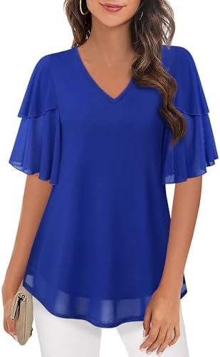 Women's Short Sleeve Blouses and Tops Dressy Summer Business Casual Shirts