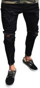Mens Jeans Zipper Denim Jeans Frayed Pants Distressed Rip Trousers Loose Wide Men's Pants Mens Big and Tall Jeans