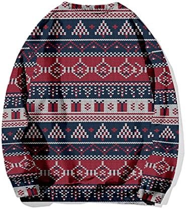 Men Women Winter Christmas Top Blouse Warm Stylish Print Long Sleeved Sweatshirt Casual Amusing Print Blouse