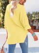 Women's Button Up Shirts Roll-Up Sleeve Cotton Blouses V Neck Casual Tunics Solid Color Tops with Pockets