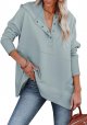 Womens Oversized Sweatshirt Hoodies Casual Button V Neck Hooded Pullover Tops with Pocket