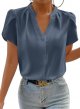 Womens Casual Notched V Neck Cap Sleeve Dressy Business Work Blouse Tops